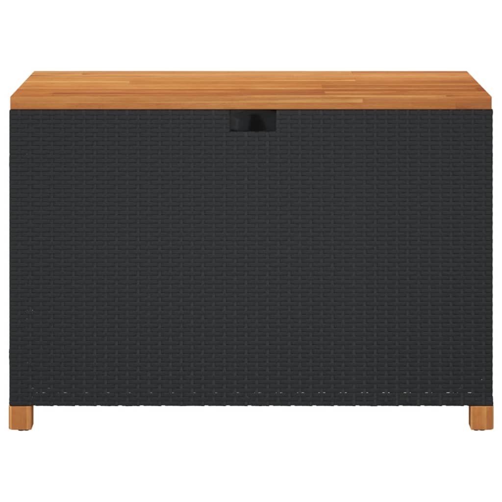 Tuinbox 110x55x63 cm poly rattan en acaciahout zwart - Afbeelding 4