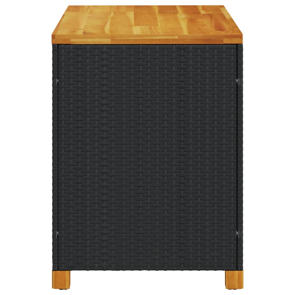 Tuinbox 110x55x63 cm poly rattan en acaciahout zwart - Afbeelding 5