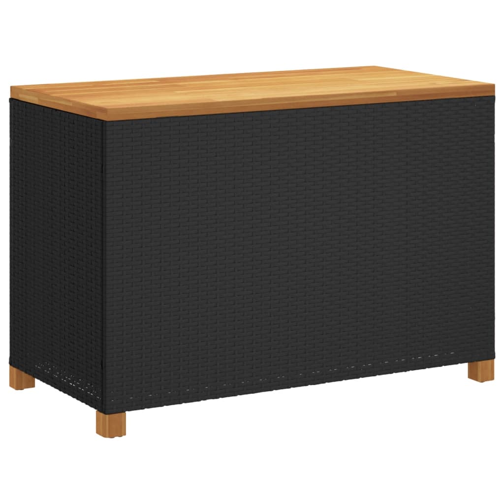Tuinbox 110x55x63 cm poly rattan en acaciahout zwart - Afbeelding 6