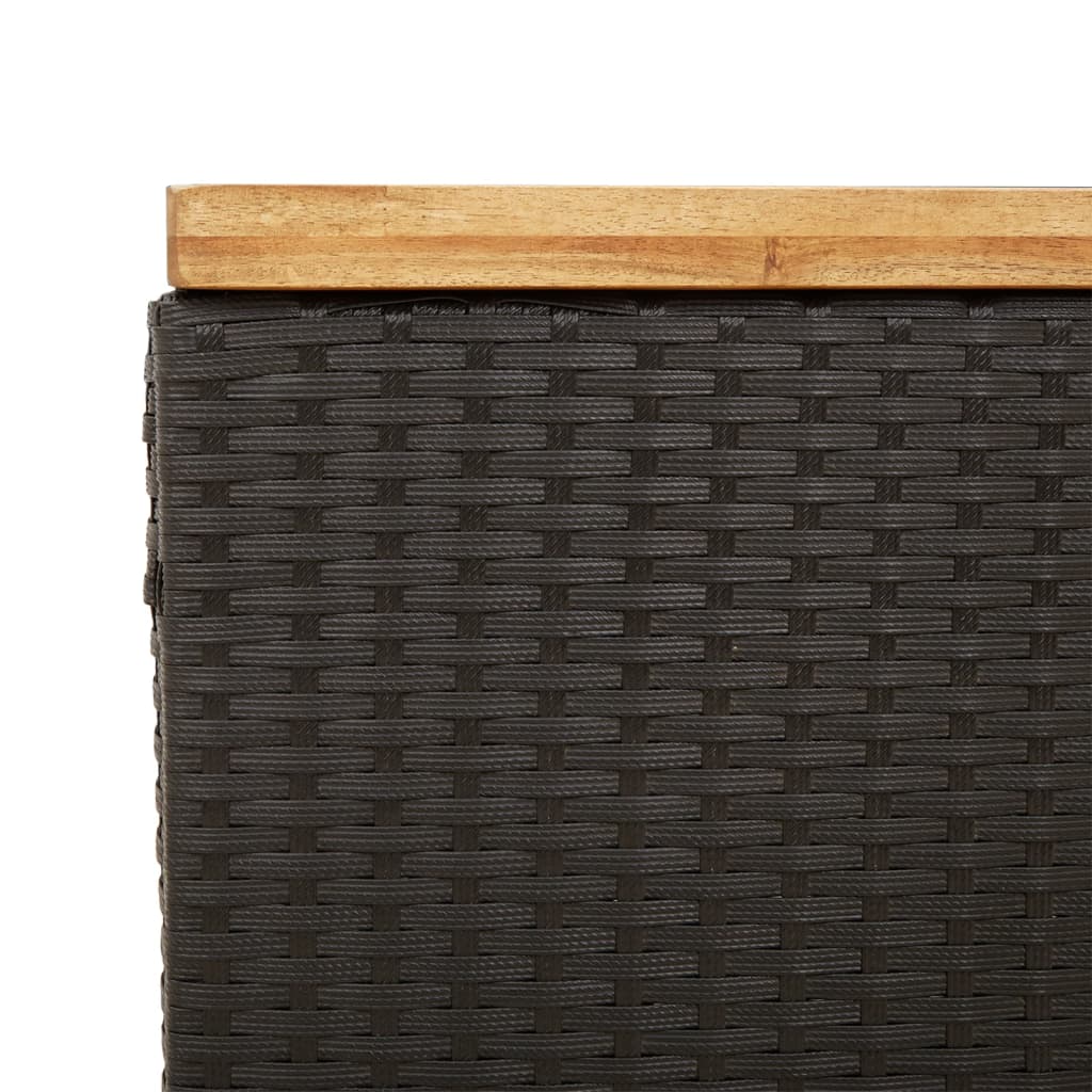 Tuinbox 110x55x63 cm poly rattan en acaciahout zwart - Afbeelding 9