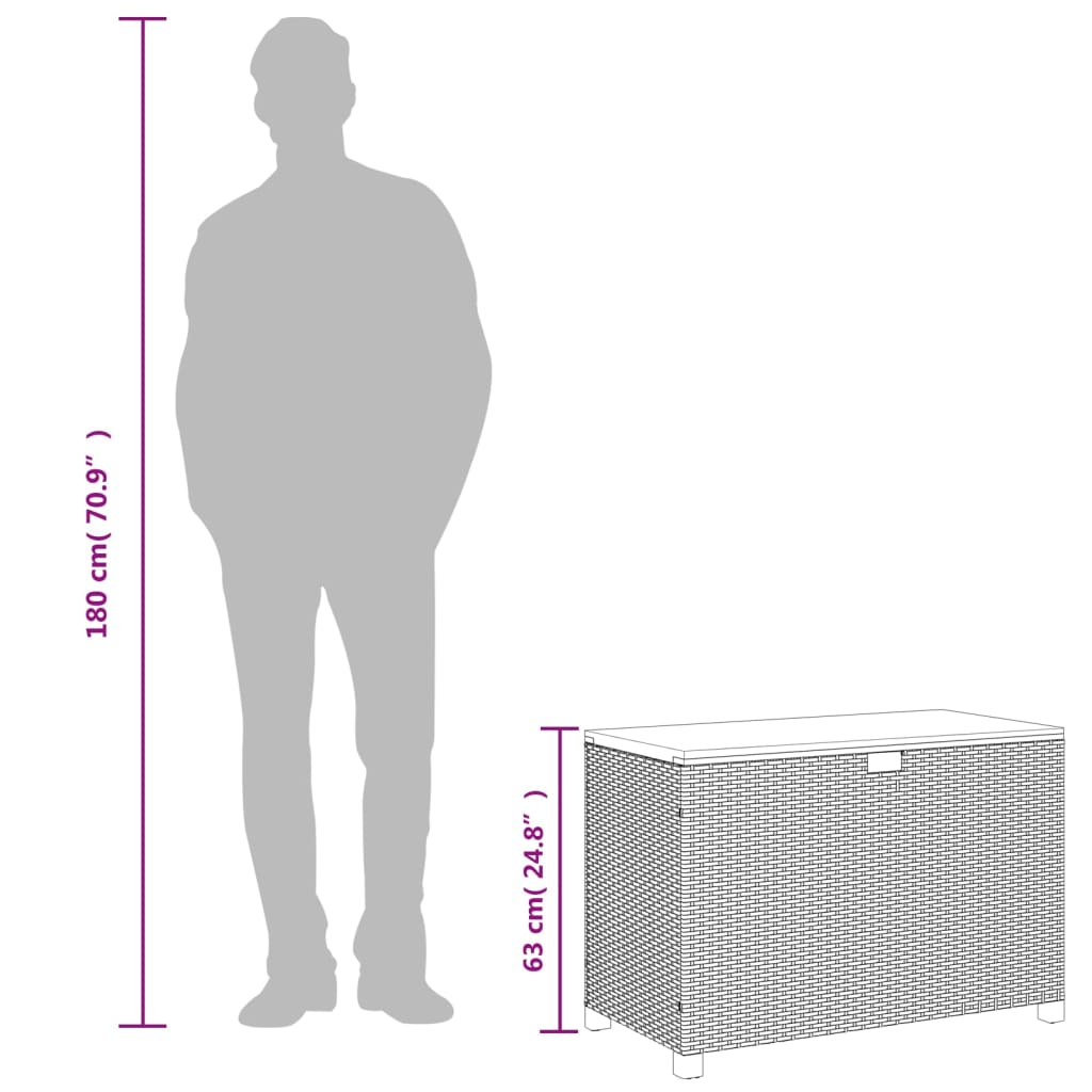 Tuinbox 110x55x63 cm poly rattan en acaciahout zwart - Afbeelding 10
