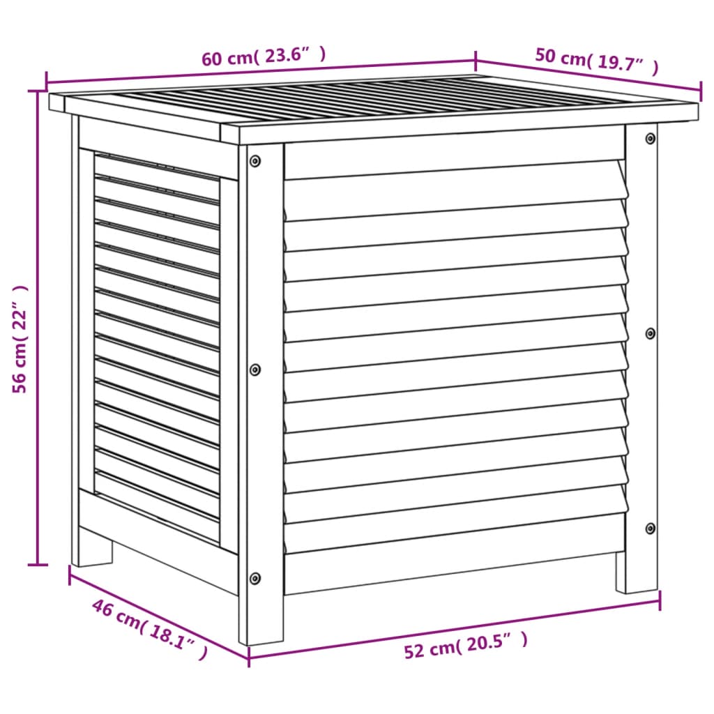 Tuinbox met jaloezieën 60x50x56 cm massief acaciahout - Afbeelding 9