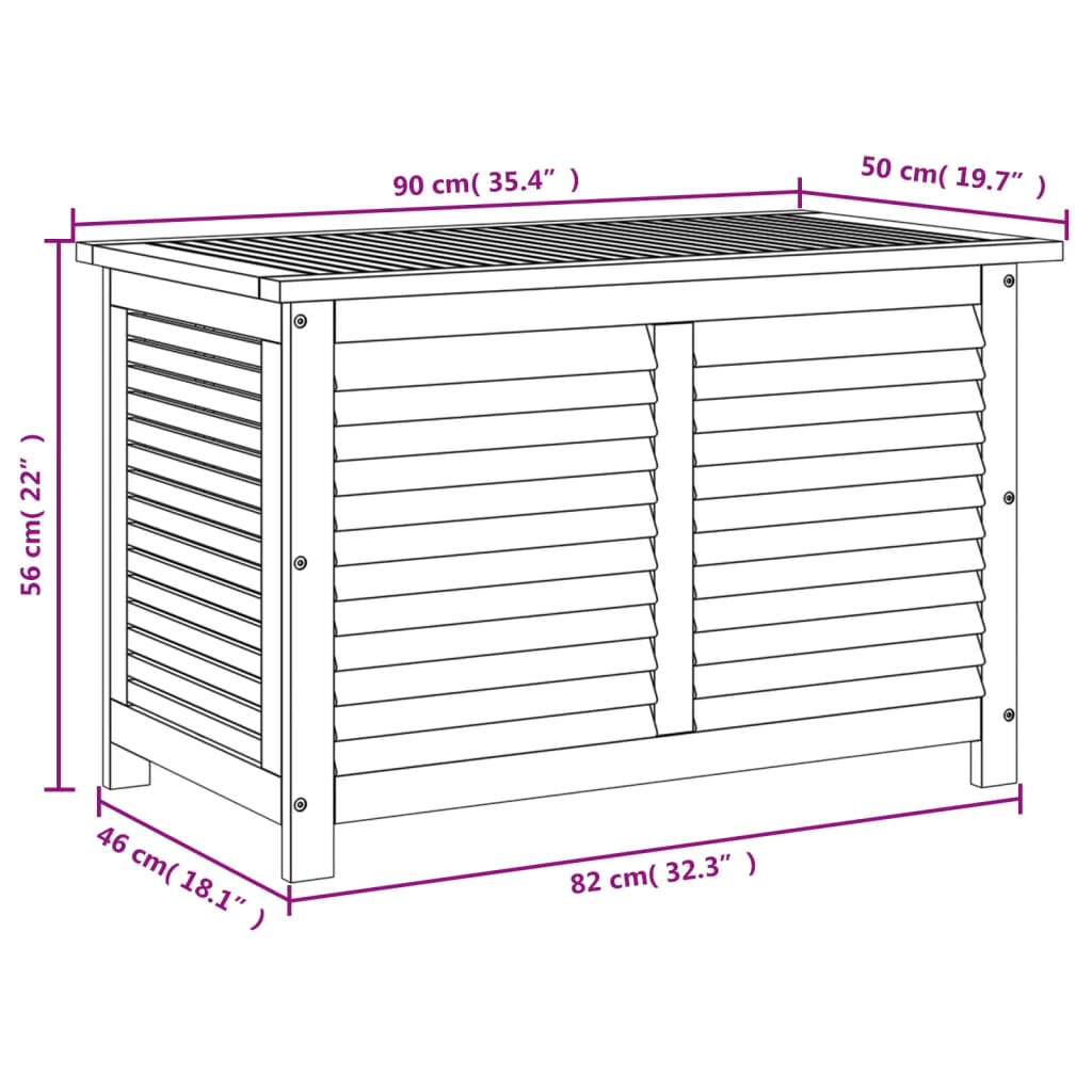 Tuinbox met jaloezieën 90x50x56 cm massief acaciahout - Afbeelding 10