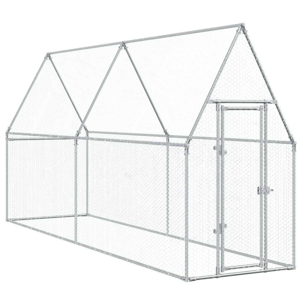 Kippenhok 400x100x190 cm gegalvaniseerd staal zilverkleurig - Afbeelding 2