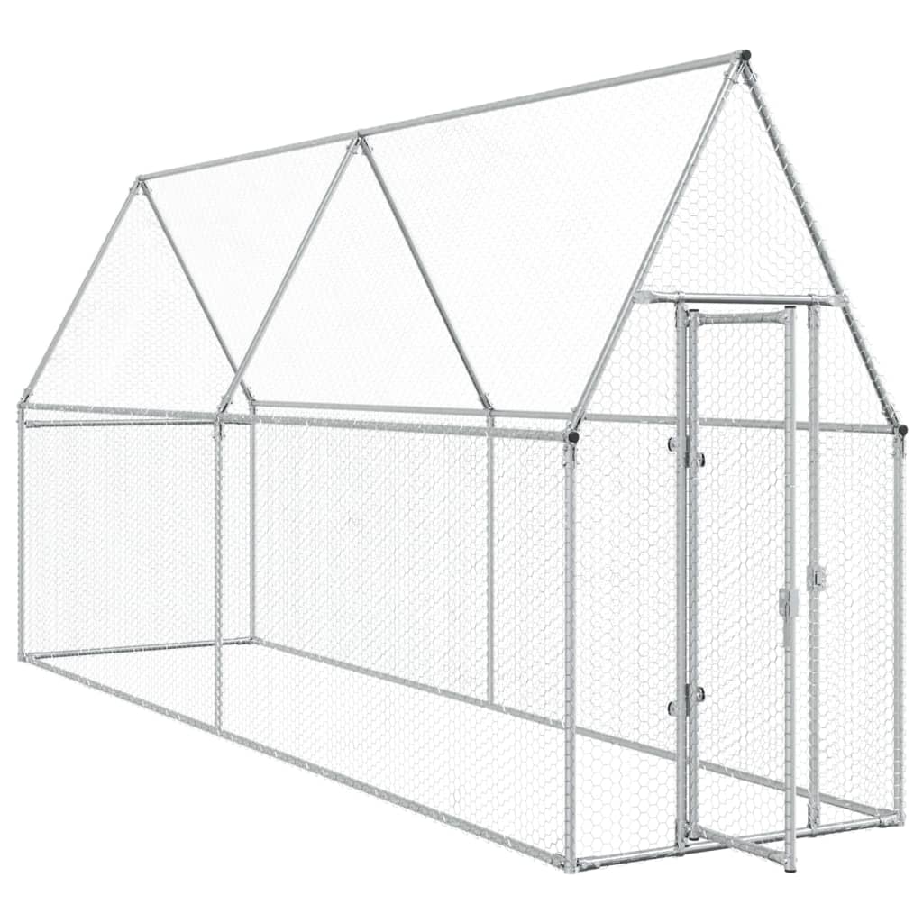 Kippenhok 400x100x190 cm gegalvaniseerd staal zilverkleurig - Afbeelding 3