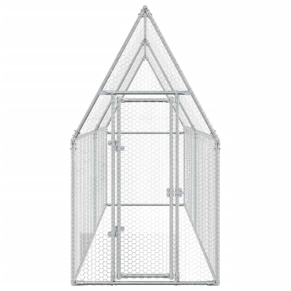 Kippenhok 400x100x190 cm gegalvaniseerd staal zilverkleurig - Afbeelding 4
