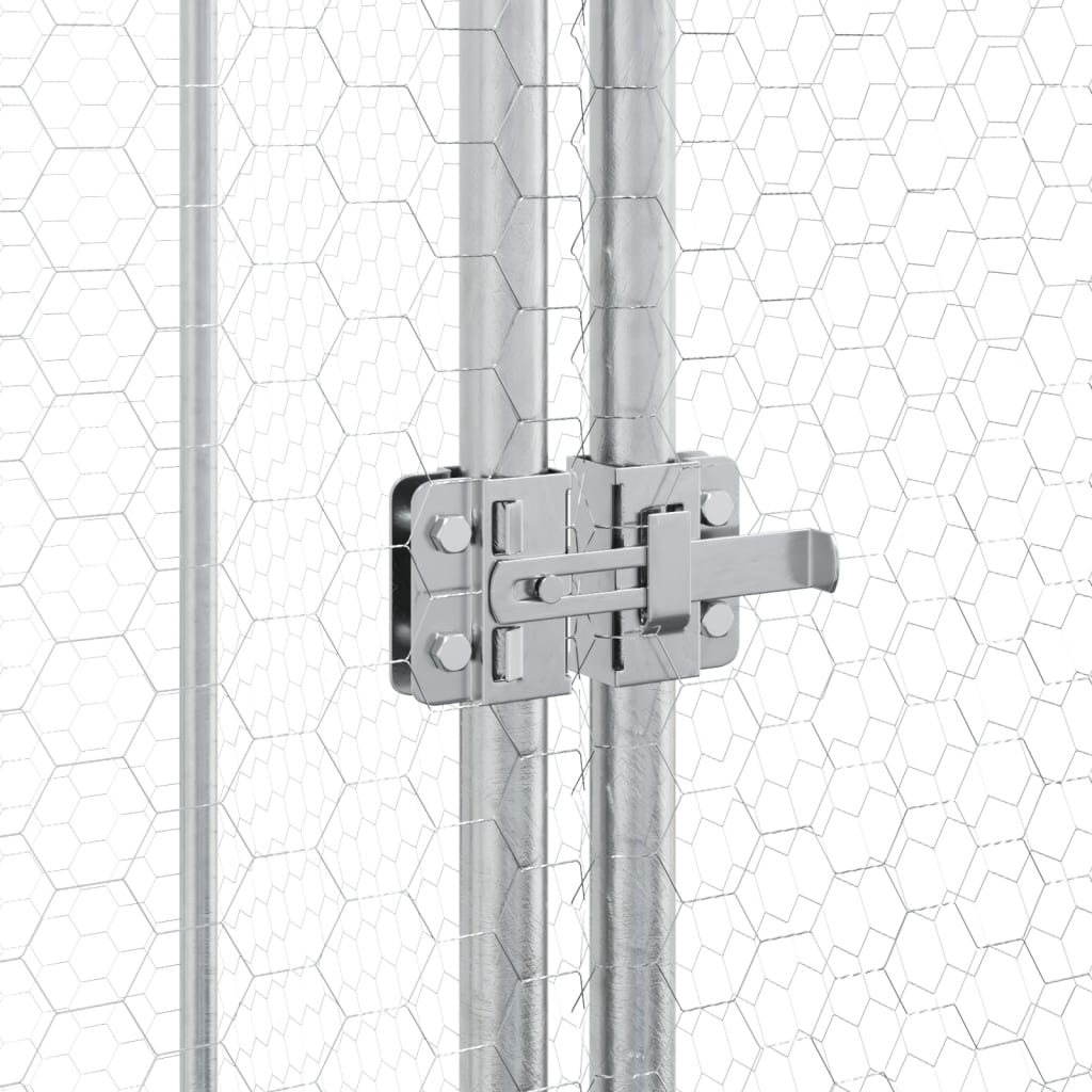 Kippenhok 400x100x190 cm gegalvaniseerd staal zilverkleurig - Afbeelding 8