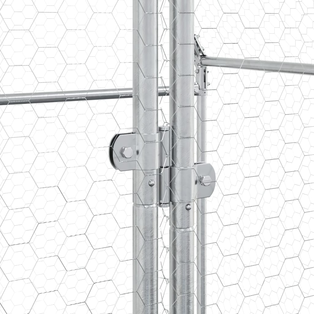 Kippenhok 400x100x190 cm gegalvaniseerd staal zilverkleurig - Afbeelding 9