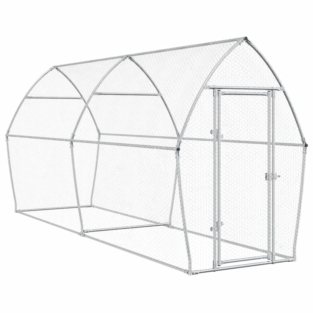 Kippenhok 400x105x182 cm gegalvaniseerd staal zilverkleurig - Afbeelding 2