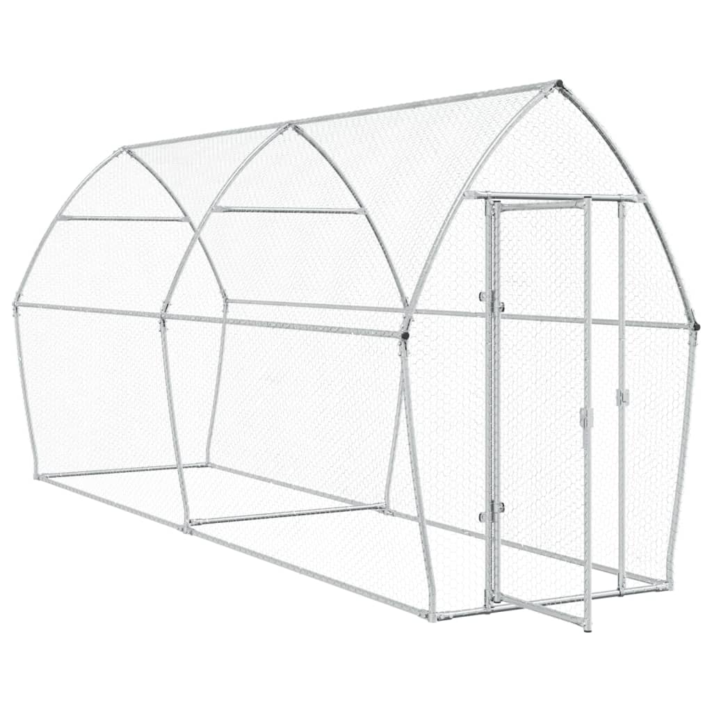 Kippenhok 400x105x182 cm gegalvaniseerd staal zilverkleurig - Afbeelding 3
