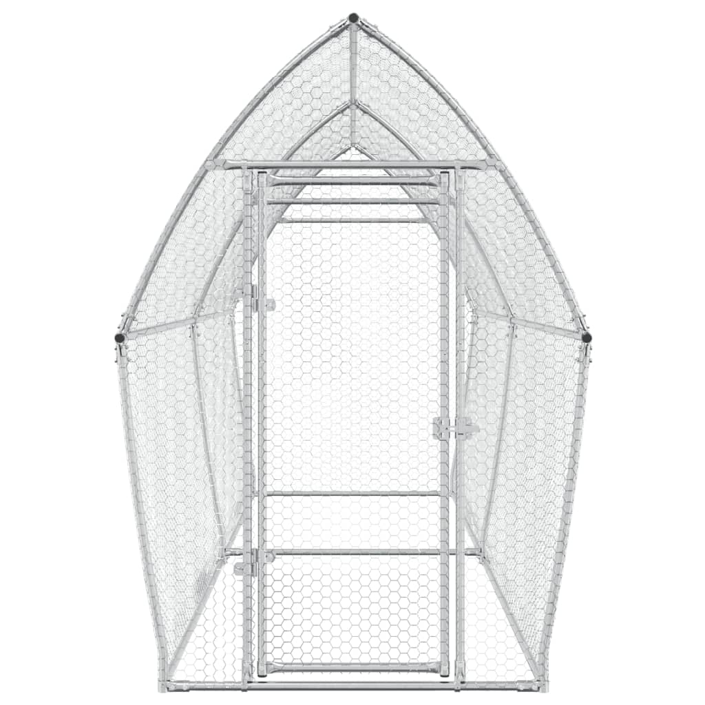 Kippenhok 400x105x182 cm gegalvaniseerd staal zilverkleurig - Afbeelding 4