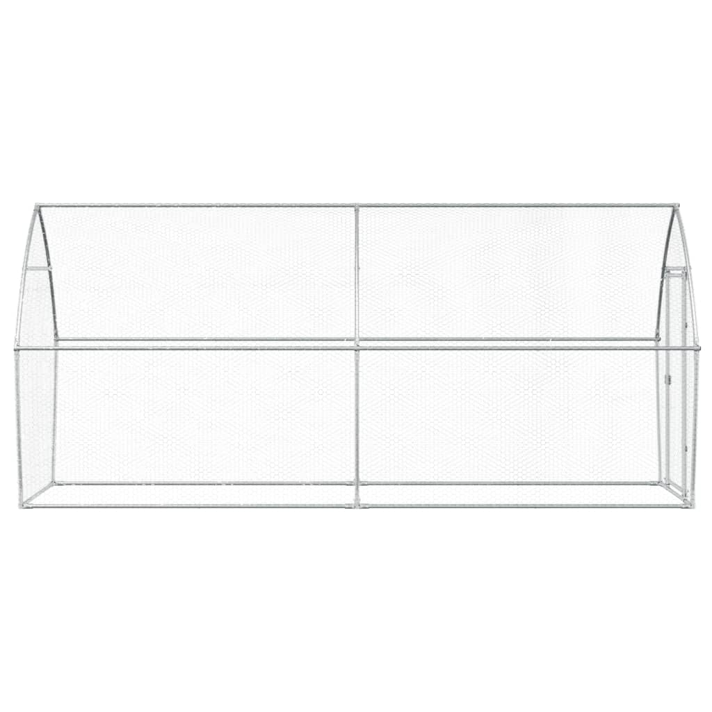Kippenhok 400x105x182 cm gegalvaniseerd staal zilverkleurig - Afbeelding 5