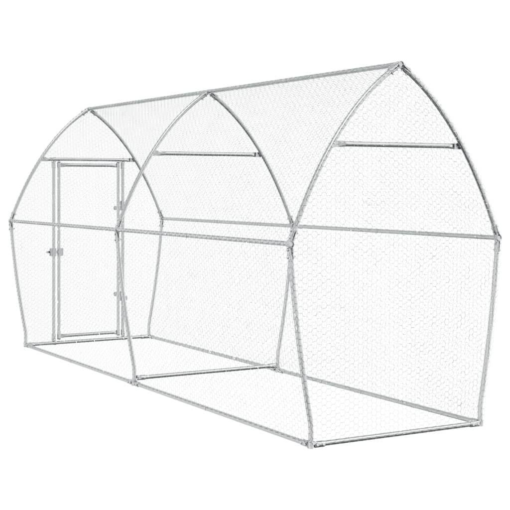 Kippenhok 400x105x182 cm gegalvaniseerd staal zilverkleurig - Afbeelding 6