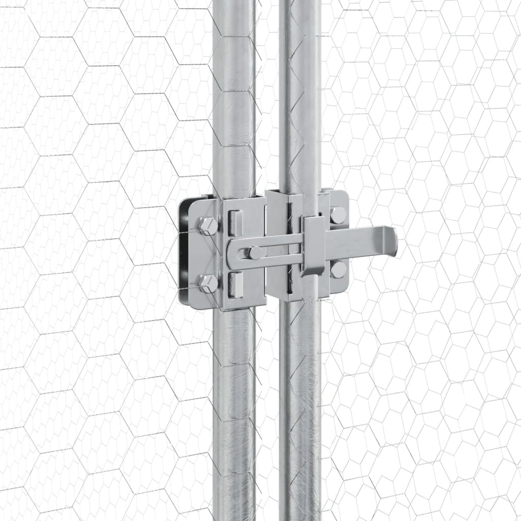 Kippenhok 400x105x182 cm gegalvaniseerd staal zilverkleurig - Afbeelding 8