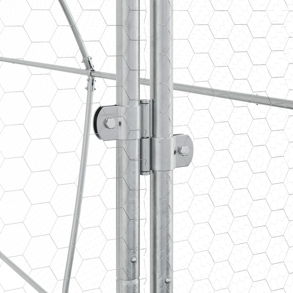 Kippenhok 400x105x182 cm gegalvaniseerd staal zilverkleurig - Afbeelding 9