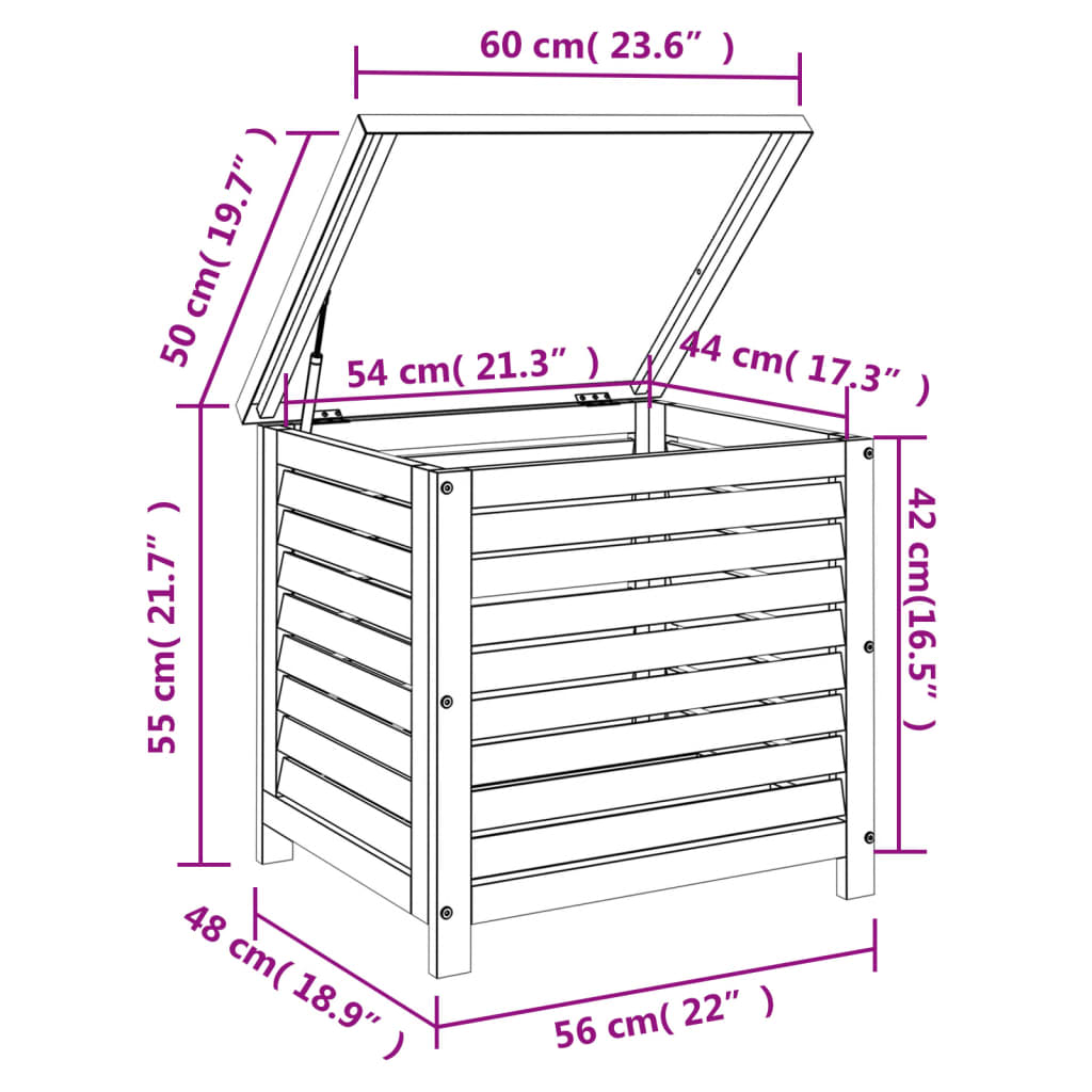 Tuinbox 60x50x55 cm massief eucalyptushout - Afbeelding 9