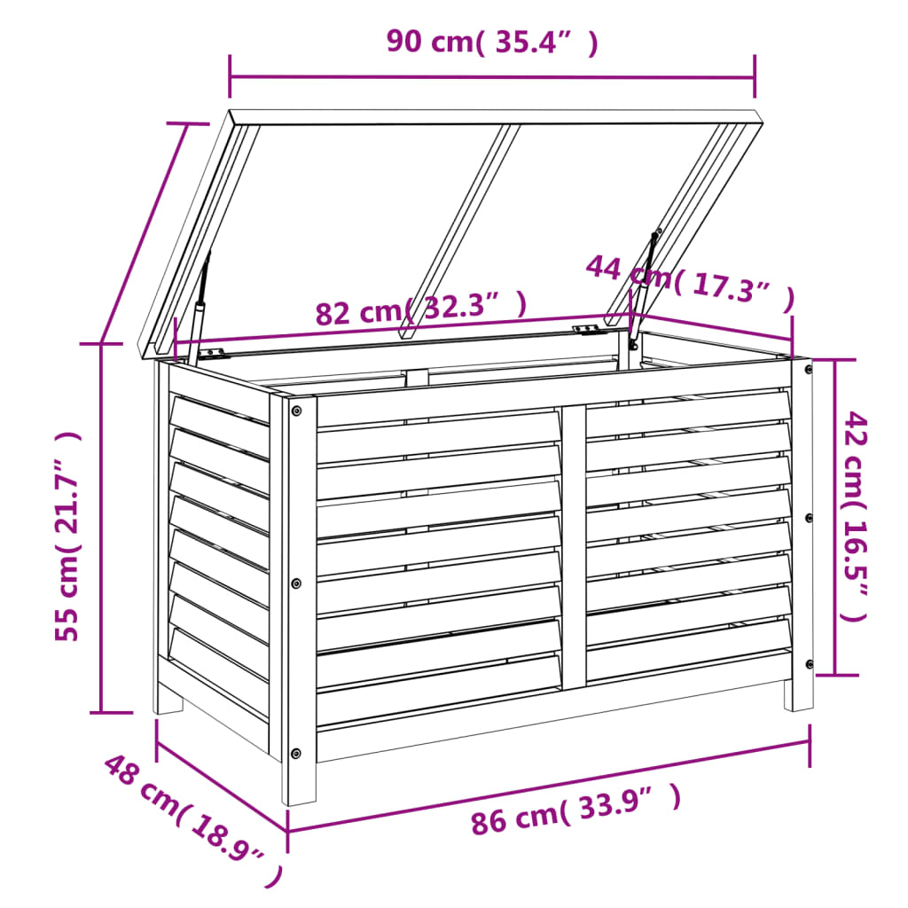 Tuinbox 90x48x55 cm massief eucalyptushout - Afbeelding 9