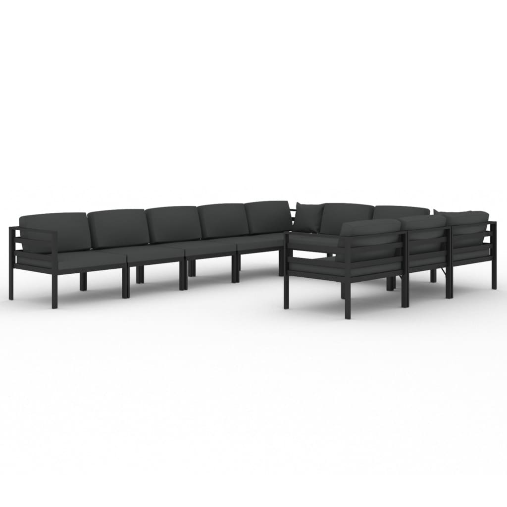 10-delige Loungeset met kussens aluminium antracietkleurig - Afbeelding 2