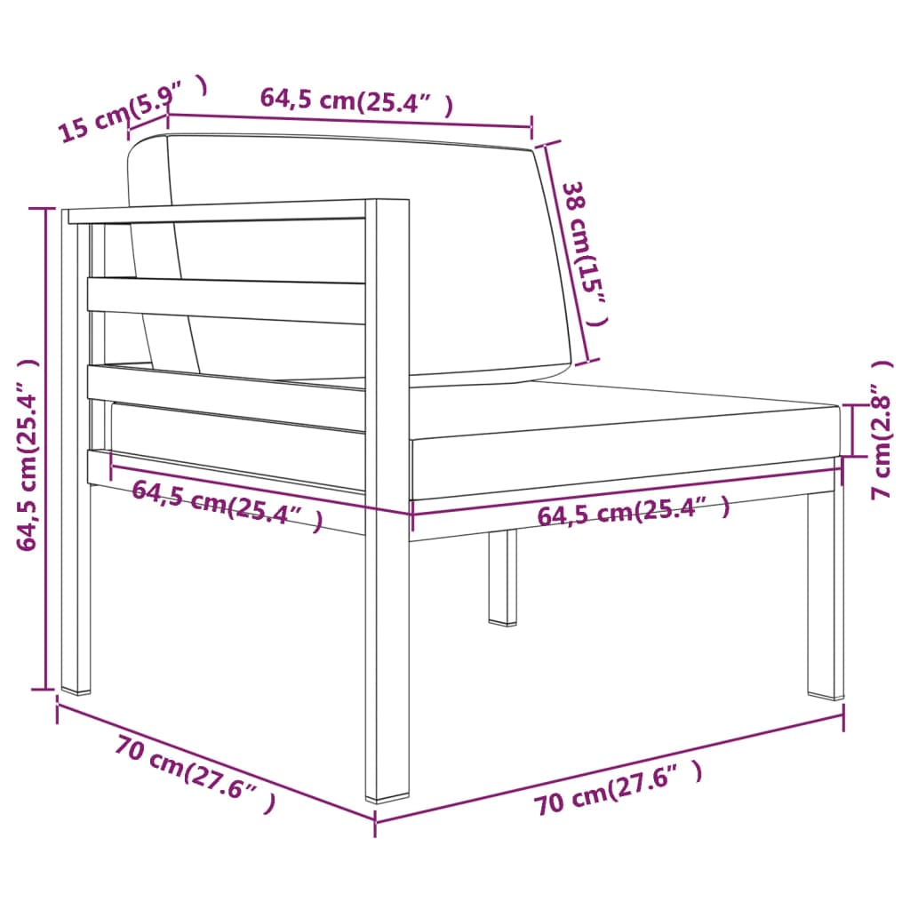 10-delige Loungeset met kussens aluminium antracietkleurig - Afbeelding 8