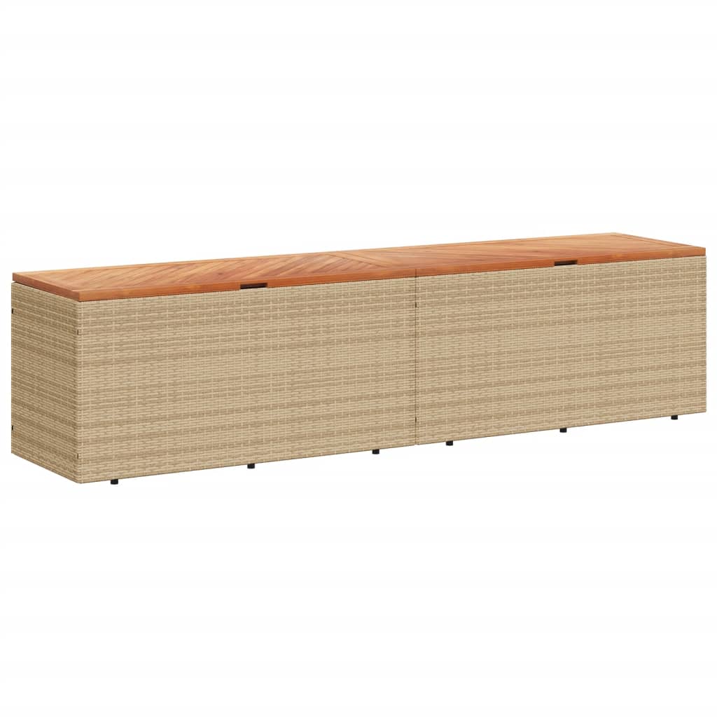Tuinbox 220x50x54 cm poly rattan en acaciahout beige - Afbeelding 2