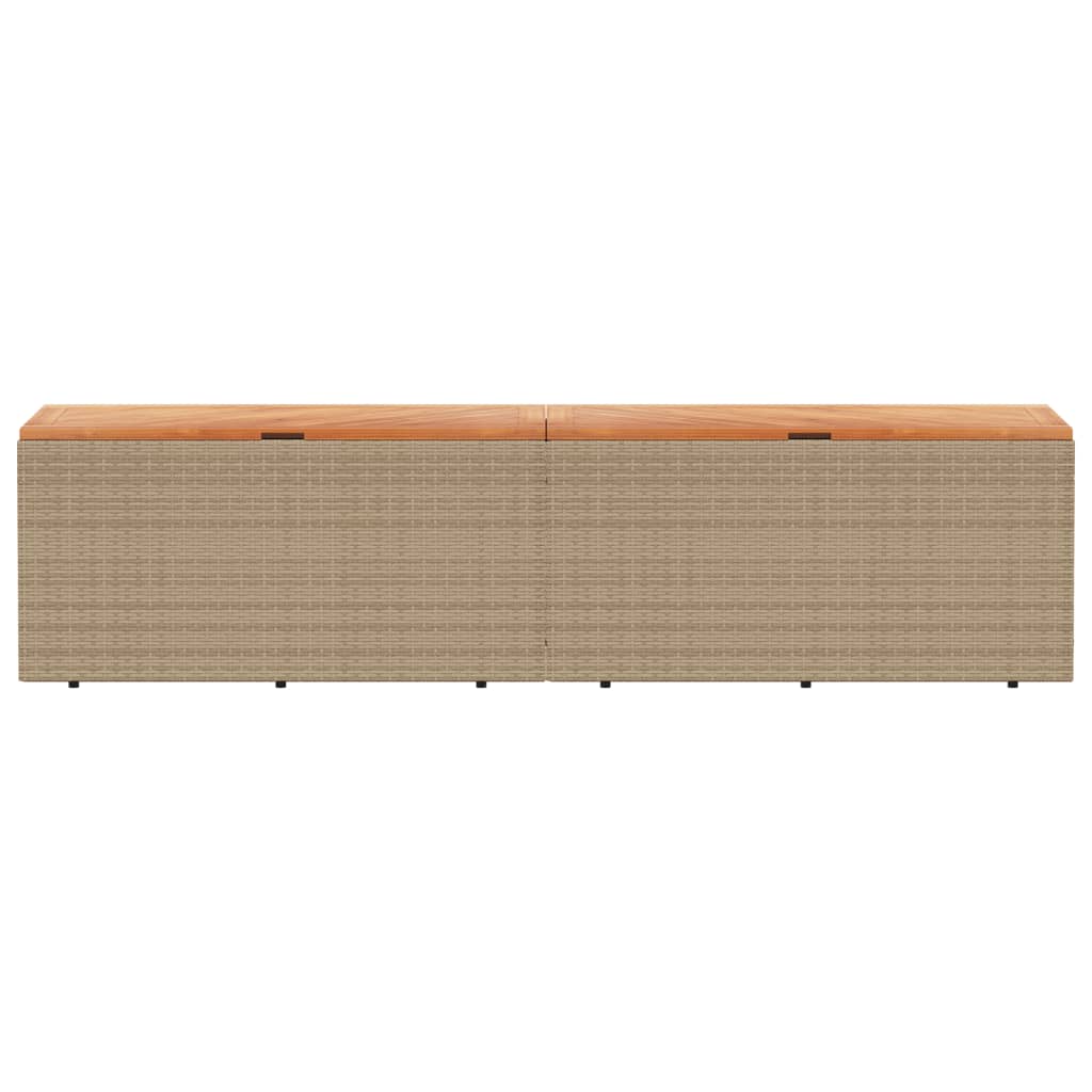 Tuinbox 220x50x54 cm poly rattan en acaciahout beige - Afbeelding 4