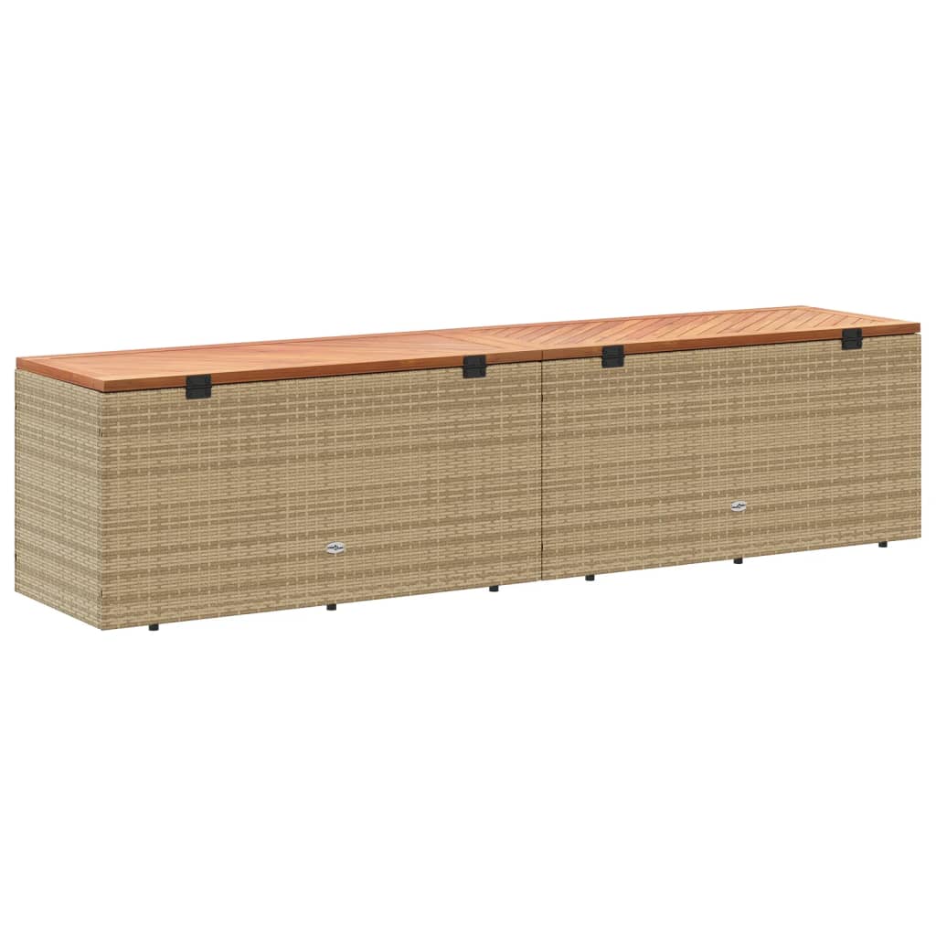 Tuinbox 220x50x54 cm poly rattan en acaciahout beige - Afbeelding 6