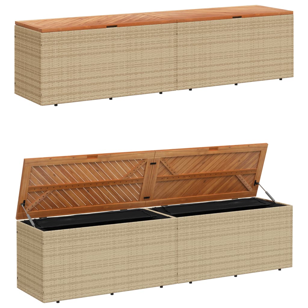 Tuinbox 220x50x54 cm poly rattan en acaciahout beige - Afbeelding 7