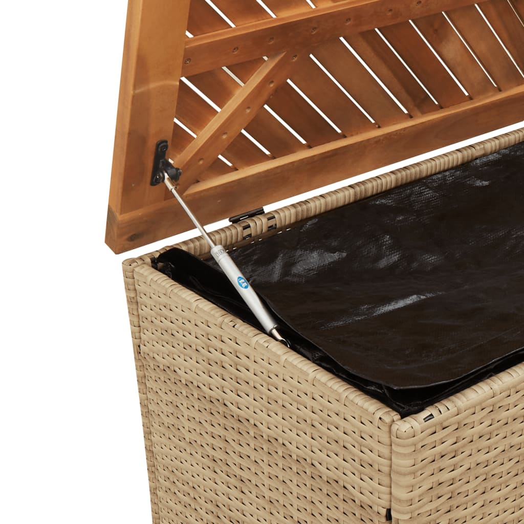 Tuinbox 220x50x54 cm poly rattan en acaciahout beige - Afbeelding 8