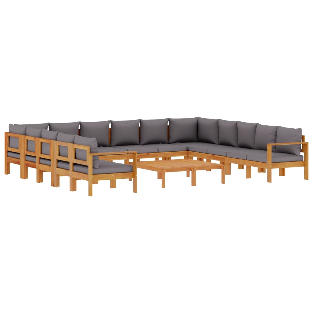 10-delige Loungeset met kussens massief acaciahout - Afbeelding 2
