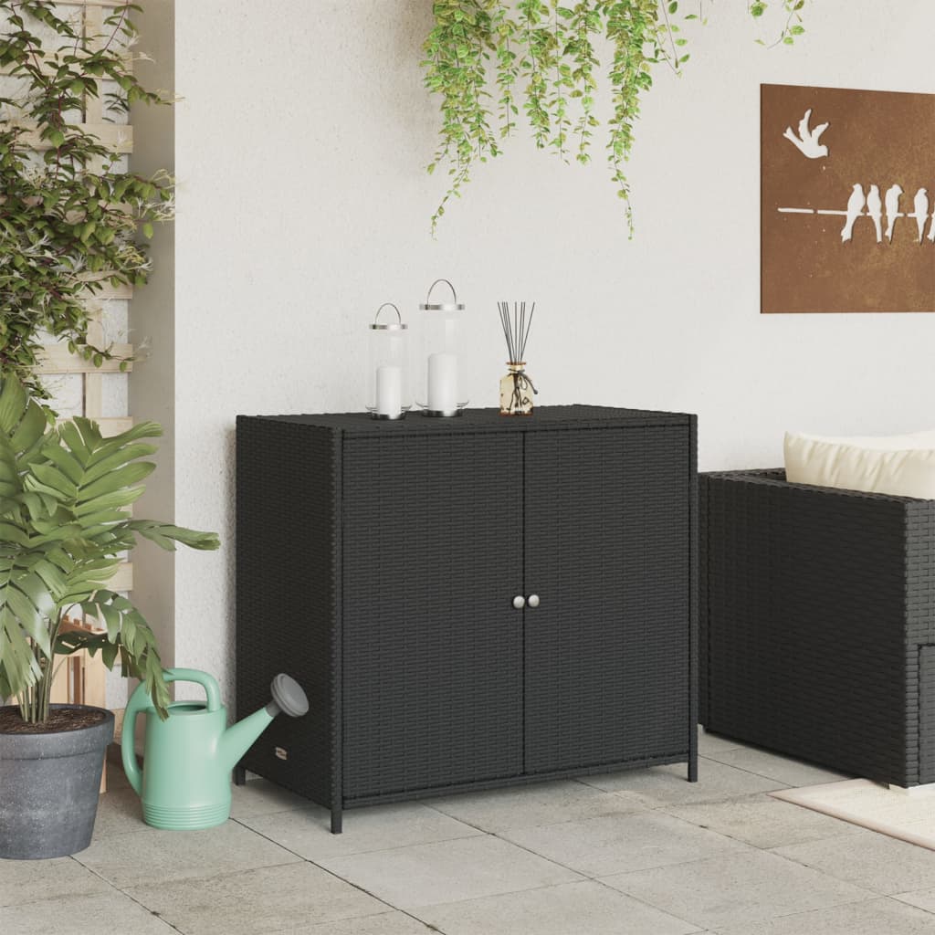 Tuinkast 83x45x76 cm poly rattan zwart - Afbeelding 3