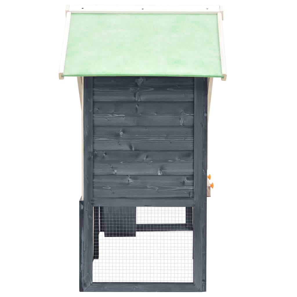 Konijnenhok 140x63x120 cm massief vurenhout grijs en wit - Afbeelding 4