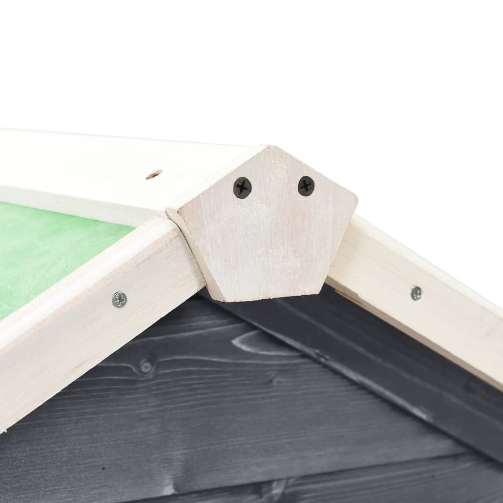 Konijnenhok 140x63x120 cm massief vurenhout grijs en wit - Afbeelding 8