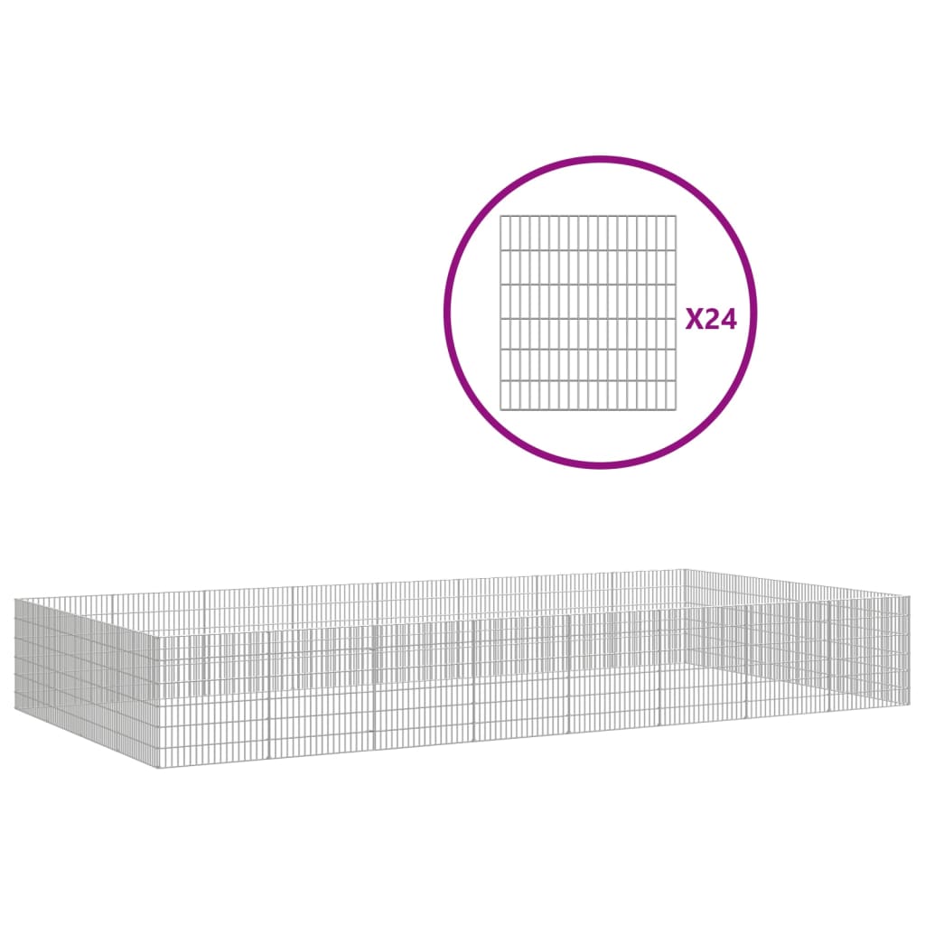 Dierenverblijf 24 panelen 54x60 cm gegalvaniseerd ijzer - Afbeelding 2