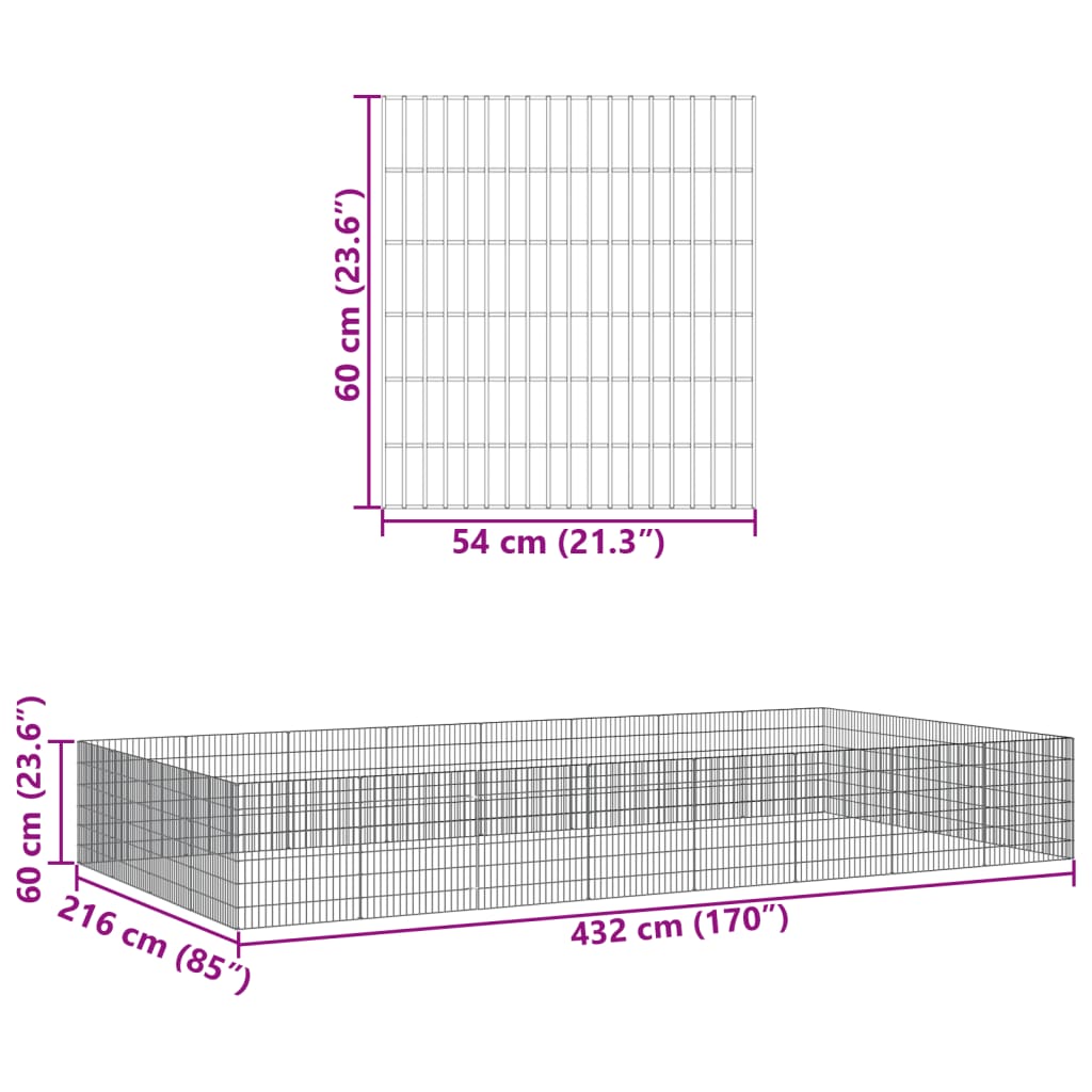 Dierenverblijf 24 panelen 54x60 cm gegalvaniseerd ijzer - Afbeelding 7