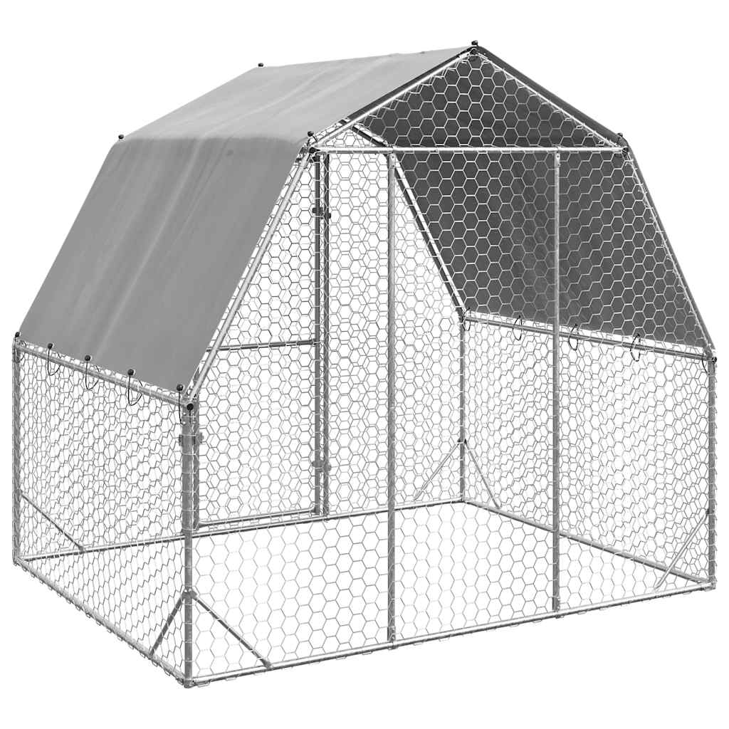 Kippenren met dak 2,5x2x2,25 m gegalvaniseerd staal - Afbeelding 4