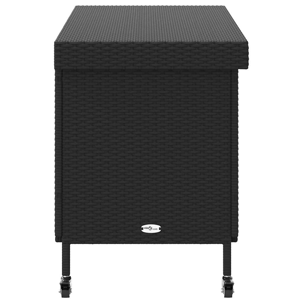 Tuinbox met wielen 110x55x73 cm poly rattan zwart - Afbeelding 6