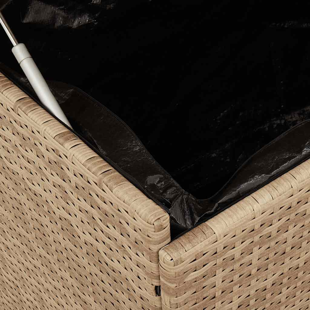 Tuinbox met wielen 110x55x73 cm poly rattan gemengd beige - Afbeelding 9