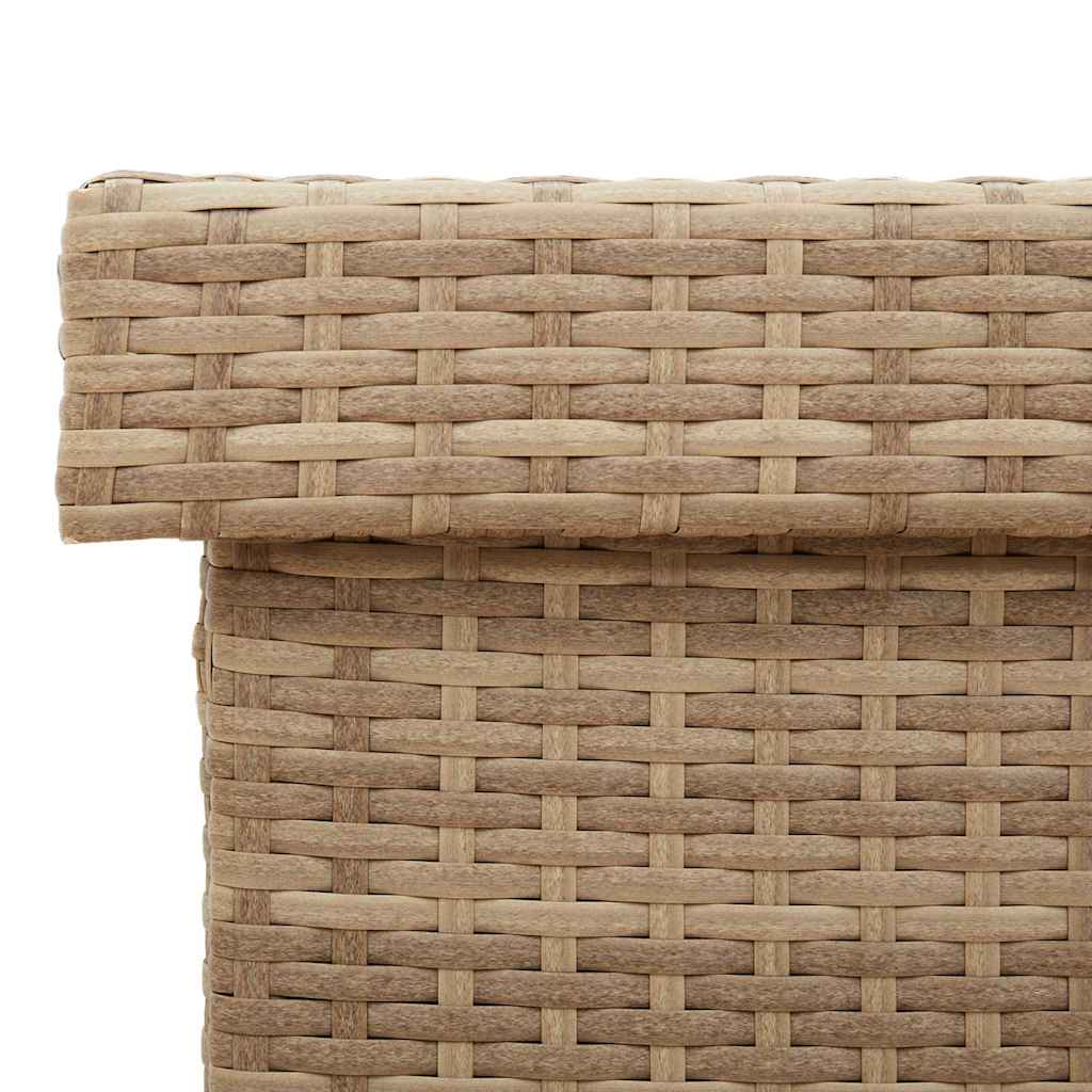 Tuinbox met wielen 110x55x73 cm poly rattan gemengd beige - Afbeelding 11