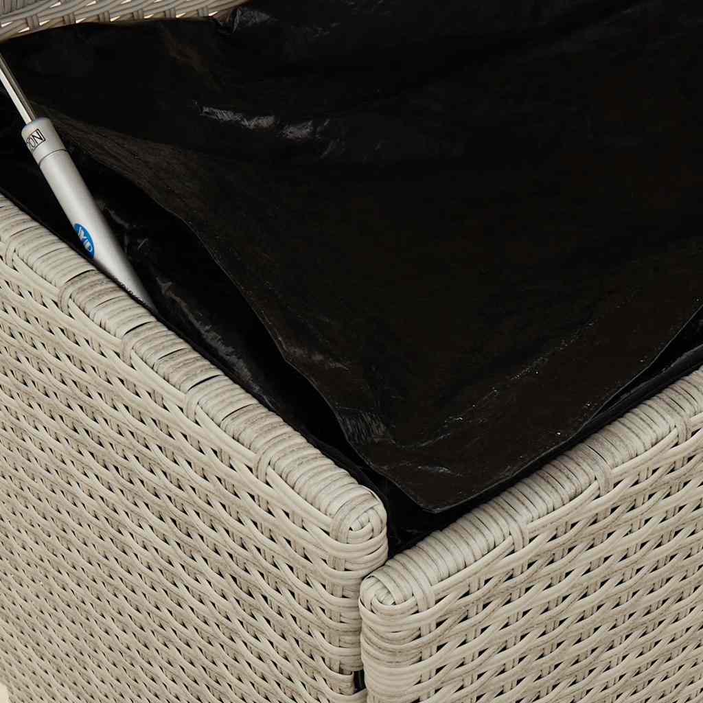 Tuinbox met wielen 110x55x73 cm poly rattan lichtgrijs - Afbeelding 9