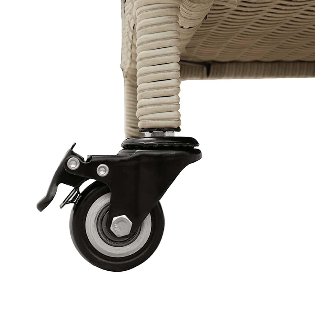 Tuinbox met wielen 110x55x73 cm poly rattan lichtgrijs - Afbeelding 10