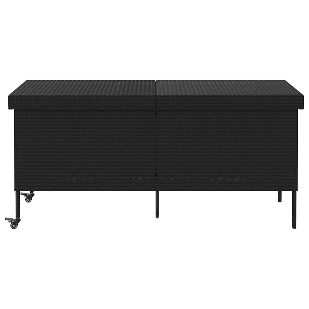 Tuinbox met wielen 160x55x75 cm poly rattan zwart - Afbeelding 4