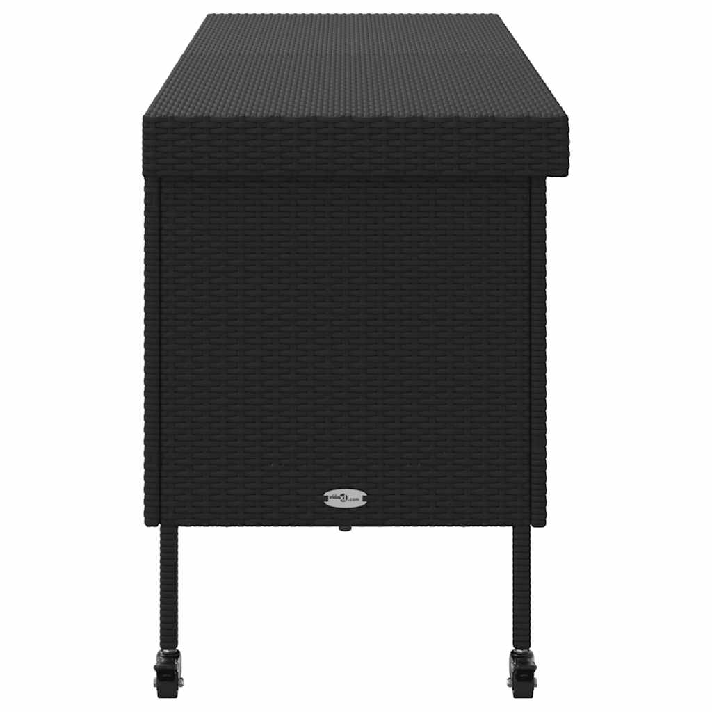 Tuinbox met wielen 160x55x75 cm poly rattan zwart - Afbeelding 6