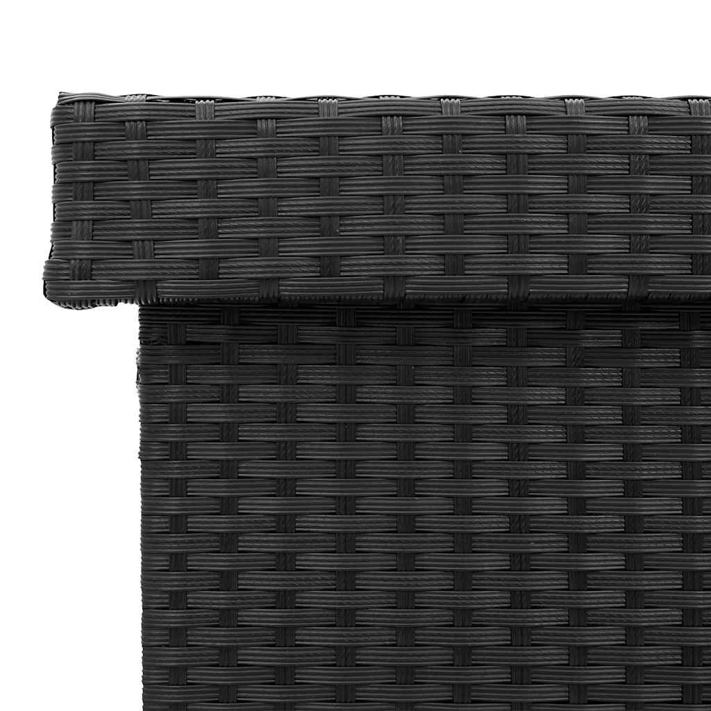 Tuinbox met wielen 160x55x75 cm poly rattan zwart - Afbeelding 11