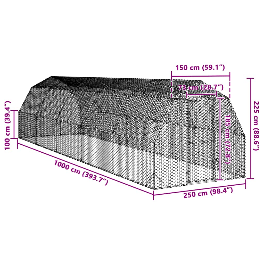 Kippenren 2,5x10x2,25 m gegalvaniseerd staal - Afbeelding 7