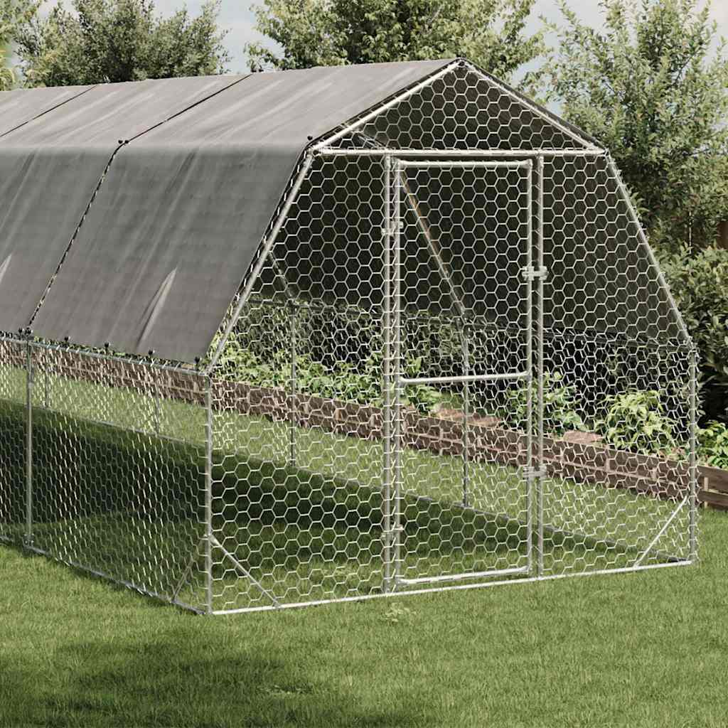 Kippenren met dak 2,5x10x2,25 m gegalvaniseerd staal