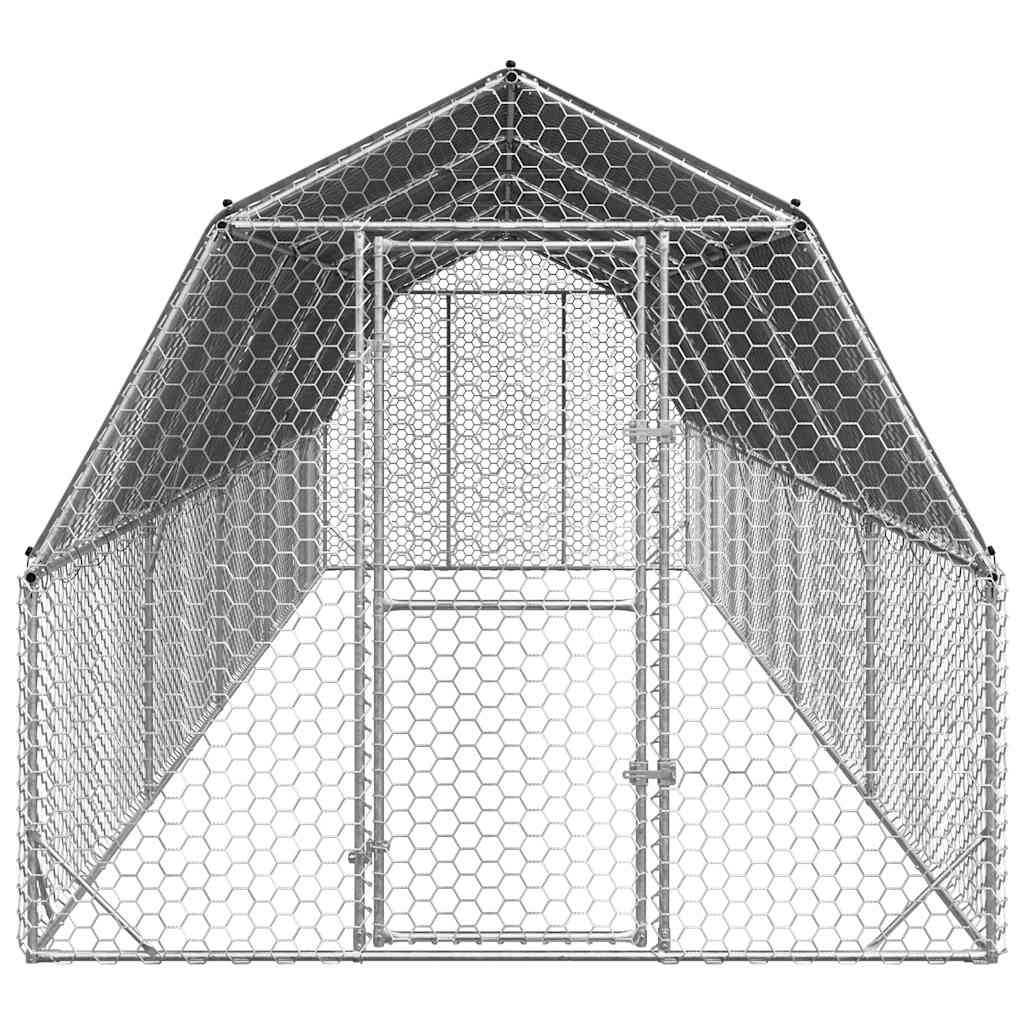 Kippenren met dak 2,5x10x2,25 m gegalvaniseerd staal - Afbeelding 2