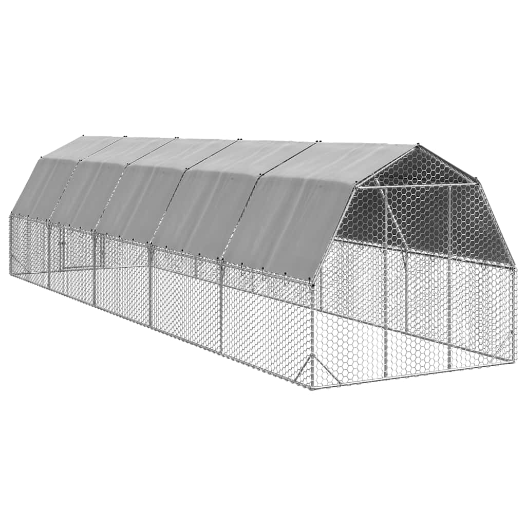 Kippenren met dak 2,5x10x2,25 m gegalvaniseerd staal - Afbeelding 4