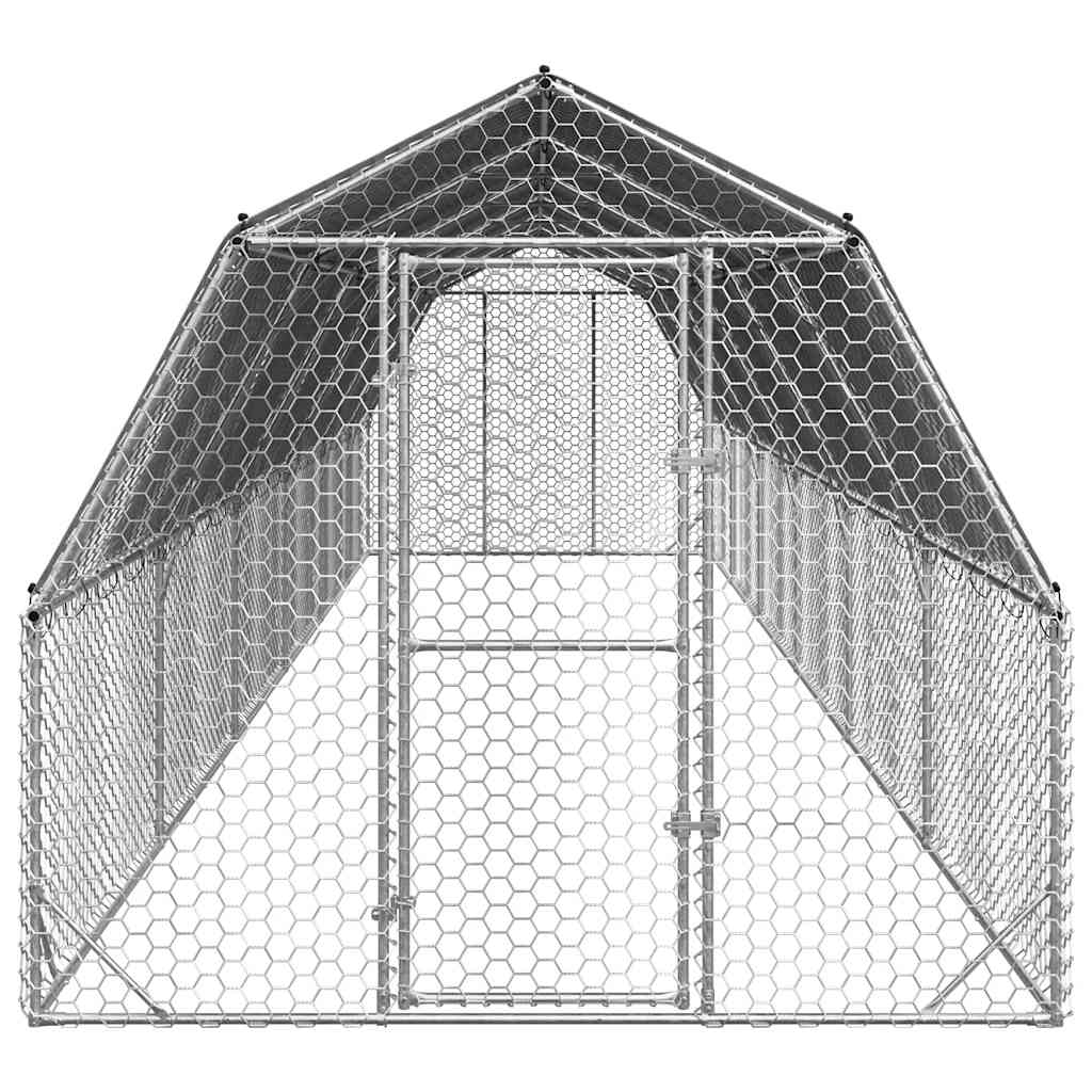 Kippenren met dak 2,5x12x2,25 m gegalvaniseerd staal - Afbeelding 2