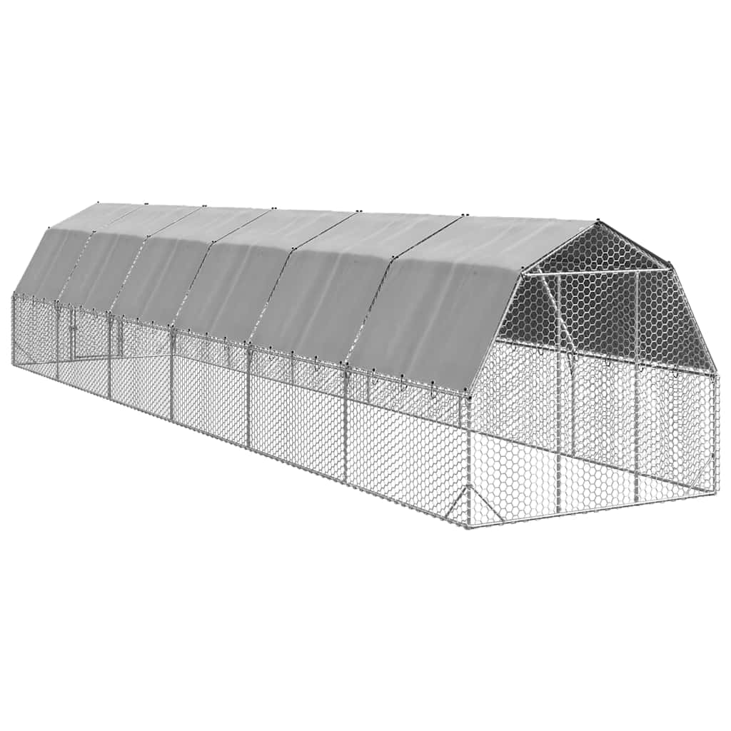 Kippenren met dak 2,5x12x2,25 m gegalvaniseerd staal - Afbeelding 4