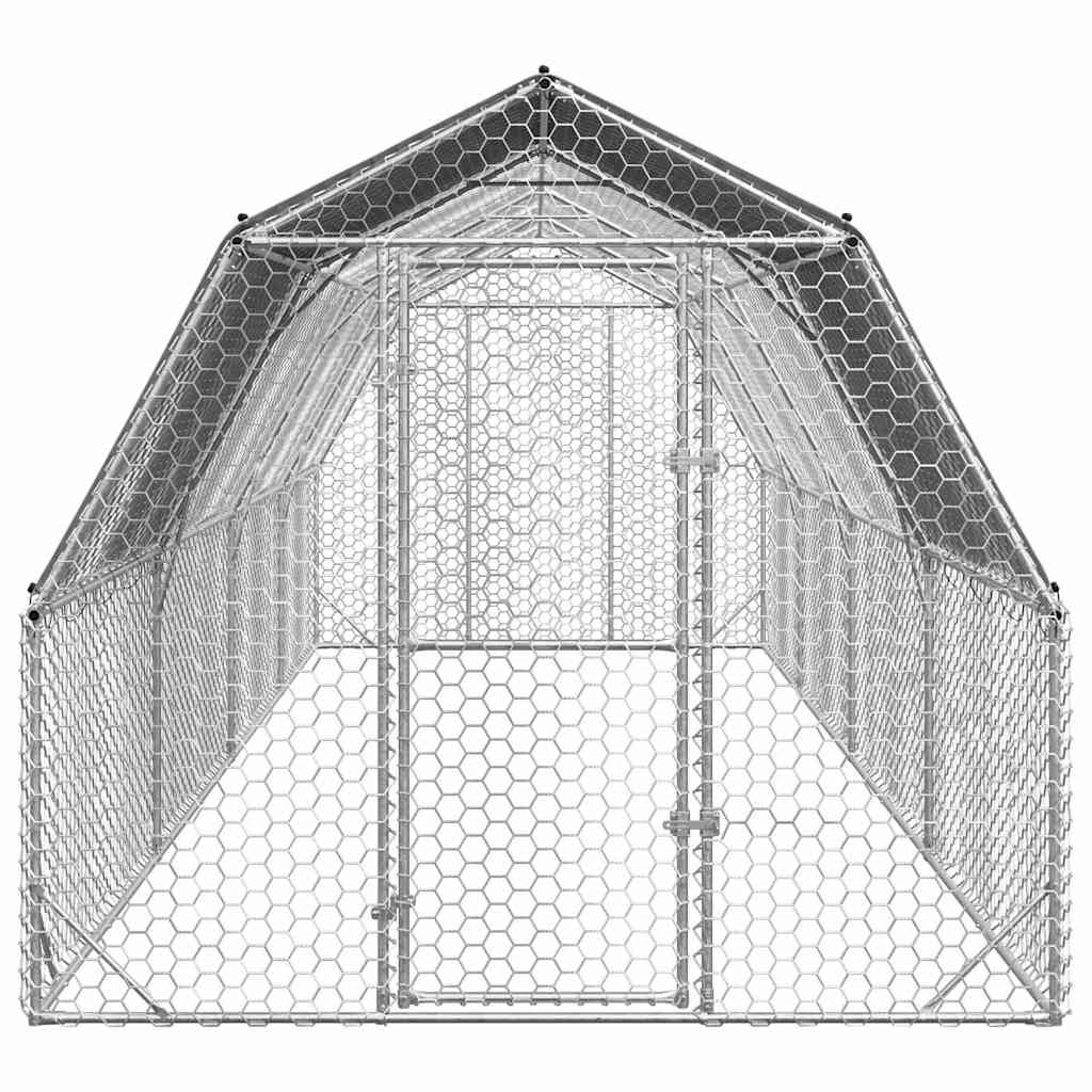 Kippenren met dak 2,5x8x2,25 m gegalvaniseerd staal - Afbeelding 2